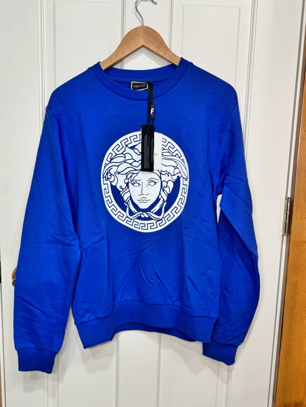 Versace Medusa Sweatshirt Blue Youth L Fits Women’s M NWT. See measurements